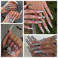 Faux ongles faits main à presser, longs et carrés, emballage tube, acrylique, couvrance totale, vente en gros