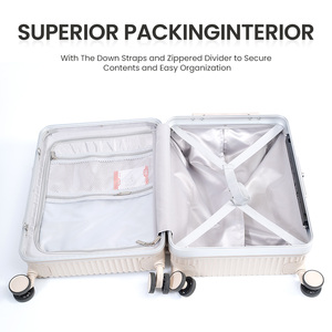 Modisches BSCI Spinner 4 Wheels Trolley Bag Gepäckset PC-<span class=keywords><strong>Material</strong></span> mit Getränke halter Unisex-Gepäck für unterwegs - Product Image 6