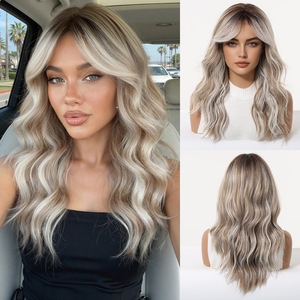 Peluca Larga y Rizada de Estilo Europeo-Americano para Mujer, Color Rubio Platino, Hecha a Máquina, Natural y Moderna - Product Image 5