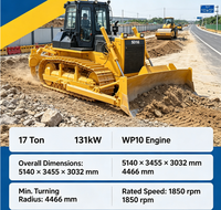 Bulldozer à chenilles moyen de 17 tonnes, robuste, propulsé par un moteur de 178 CV, pour les travaux miniers, de remplissage de terrains et de nivellement de chantiers