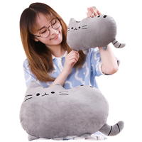 Bantal Boneka Kucing Biskuit Lucu Laris Manis untuk Kucing Berwajah Besar, Mainan Plush Bahan Katun, Dapat Dicuci, Pereda Stres, Berjaring