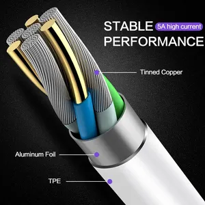 1m 2M USB Type C Cable 5A Quick Charge 3.0 For Huawei USB-C Wire Fast Charging Cord Charger Usb C Type-c Data