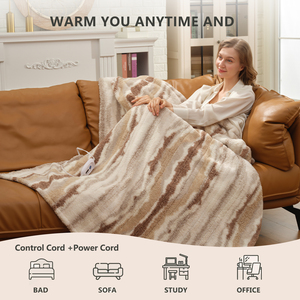 Couverture chauffante électrique en tissu polaire de luxe de haute qualité, utilisation hivernale, 5 niveaux de chauffage, arrêt automatique 4H - Product Image 3