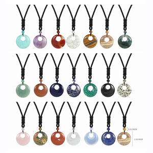 40mm Donut curación cristales collar Natural piedra Chakra piedras preciosas amuleto moneda de la suerte Donuts encanto Reiki Collar para hombres y mujeres - Product Image 2