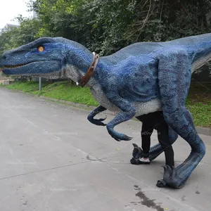 Jurassic Park World 4,2 M Disfraz de dinosaurio Velociraptor sin piernas Traje de dinosaurio que camina ligero realista