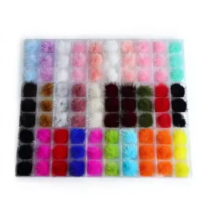 Wholesale 6Pcs/Box Cute Soft Nail Art Accessories Stickers Charms Fur Pompom Balls With Removable Magnet