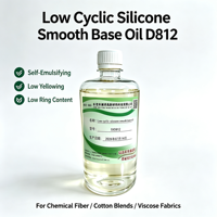 Huile de base lissante à faible teneur en siloxane cyclique, huile de silicone auto-émulsifiante pour le traitement de finition des tissus en fibres chimiques, polyester et coton