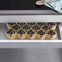 Organisateur de porte-épices en bois de bambou croisé avec 18 pots pour comptoir, armoire ou tiroir