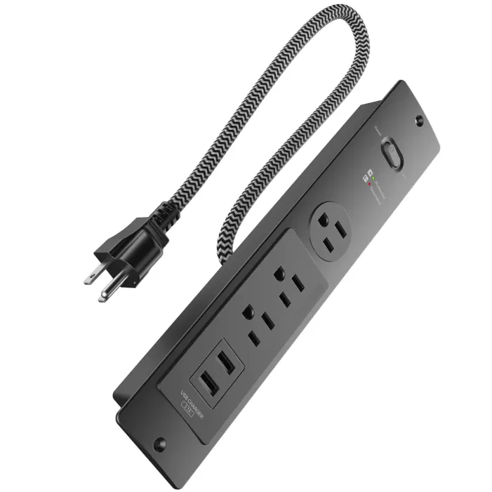 Multiprise encastrée avec prise de bureau à port USB A à charge rapide, station de charge cachée pour meubles pour table d'appoint