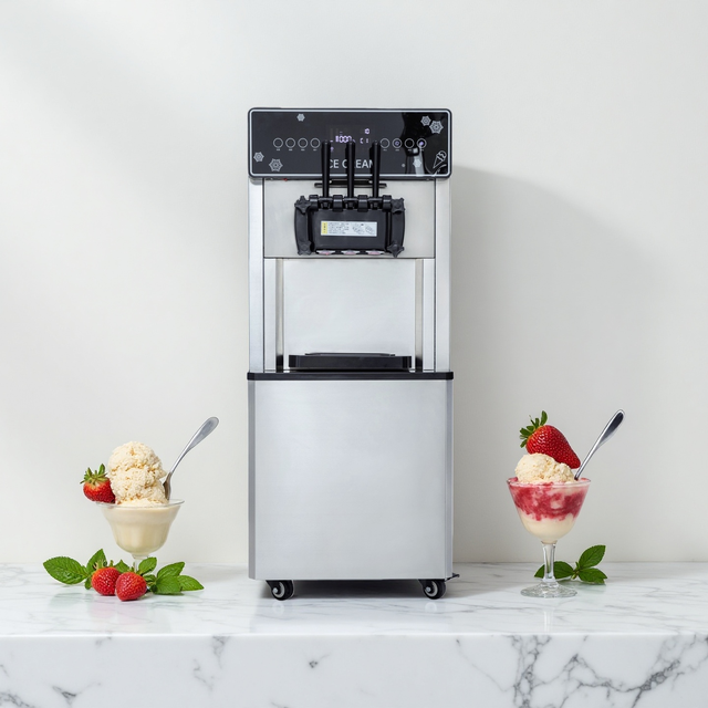 Commercial Ice Cream Maker Automatic Precooling Compressor 22-32L/h Capacity Touch Screen Stainless Steel Milk Compatible