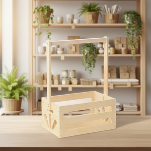 Caisse de rangement en bois poli écologique pour la fête prénatale avec poignée pour les garçons et les filles nouveau-nés Panier cadeau - Product Image 5