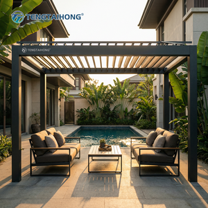 Pérgola de Aluminio con Techo de Láminas Retráctil, Impermeable, Fácil de Instalar, para Patios <span class=keywords><strong>Residenciales</strong></span> de Primera Calidad - Product Image 1