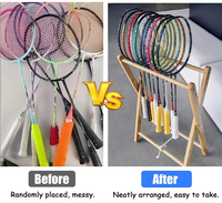 Support pliable en bambou pour raquettes de badminton, présentoir autoportant pour raquettes de sport, support de rangement pouvant contenir 10 à 15 raquettes de badminton
