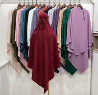 Khimar Femme Musulmane Haute Qualité Couleur Unie, Tissu Respirant Simple Couche, Style Classique et Tendance