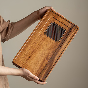 Bandeja de Té de Madera Maciza Rectangular con Drenaje, Juego de Té Kung Fu, Mesa de Madera de Nogal, Elegante para el Té de la Tarde - Product Image 2
