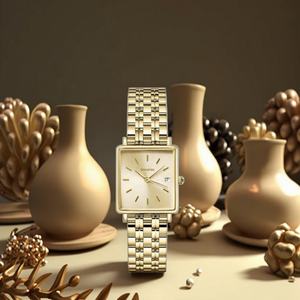 Reloj de Cuarzo de Lujo Personalizado para Mujer con Esfera Cuadrada de 28 mm, Correa de Acero Inoxidable de 16 mm de Ancho, Pantalla con Indicadores, Reloj Religioso Dorado - Product Image 5