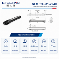 CTECHNO SLMF2C-31-2940 Motor Lineal de Alta Velocidad, Deslizador de 4 m/s, Posicionamiento de un Solo Eje, Carrera de 2940 mm para Corte de Láminas de Electrodos