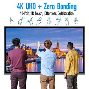ไวท์บอร์ดอินเทอร์แอคทีฟขนาด 65 นิ้ว ระบบ Android 15/14 และ Windows 10/11 Pro ความละเอียด 4K UHD รองรับการสัมผัสอินฟราเรด 40 จุด พร้อม OPS สำหรับโรงเรียน - Product Image 2