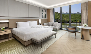 Meubles d'hôtellerie minimalistes, ensemble de meubles de chambre d'hôtel 3 étoiles modernes, lit king size ou queen size avec tête de lit et tables de chevet - Product Image 4