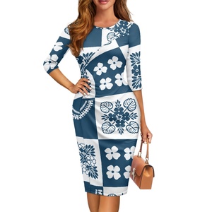 Abito Estivo da Donna con Stampa Botanica Hawaiana Personalizzata, Lunghezza al Ginocchio, Ecologico, Traspirante, Sexy ed Elegante per la Sera - Product Image 1