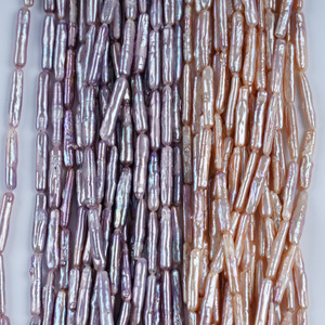 Petites perles d'eau douce naturelles de forme baroque, fines et allongées, 5-6 mm, couleur argent, bricolage, matériau rectangulaire, couleur blanche, en vrac - Product Image 1