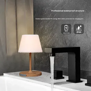 Nhà Máy 4000mAh không dây dẫn ánh sáng ban đêm không thấm nước bàn đèn cảm ứng thay đổi độ sáng hạt gỗ kết thúc cắm trại bàn đèn - Product Image 2