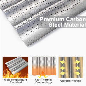 Plateau en <span class=keywords><strong>aluminium</strong></span> antiadhésif Bandeja De Horno Perforada Para Malla Aluminio Bread Waves French Pan - Product Image 2