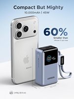 UGREEN PB727 Nexode Pro Power Bank 10 000 mAh 45 W Chargeur portable compact avec câble USB-C intégré Charge rapide