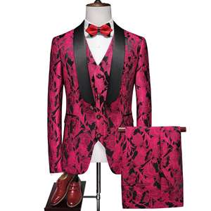 Herren 3 Stück One Button Anzüge Slim Fit Smoking Jacke und Anzug hose Set für Hochzeit Business <span class=keywords><strong>Prom</strong></span> Anzüge - Product Image 5