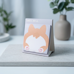 Bloc-notes adhésif parfumé IFRA avec motif de fesses de Corgi mignonnes et texte humoristique pour bureau - Product Image 1