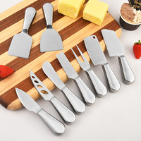 Couteau à fromage en acier inoxydable, lame en acier, couteau-fourchette pour beurre et fromage à la crème ; modèle de couteau à gâteau à manche plat délicat