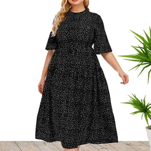 Custom Womens Clothing Party Women Plus Size Oversized Knee Length Plaid Fat, Big VNeck Bodycon Summer Casual Dresses/