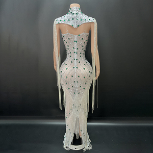 Novance Y4088 Productos de Tendencia 2025 Ropa de Moda <span class=keywords><strong>para</strong></span> Mujer sin Mangas con Borlas y Estrás <span class=keywords><strong>Vestidos</strong></span> de Noche de Lujo <span class=keywords><strong>para</strong></span> Fiesta - Product Image 4