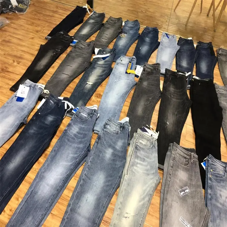 stock cut label new stocklot fashion denim second-hand used jeans for men new model stock wholesale used jeans