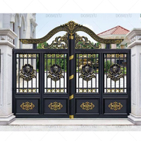 Puerta Metálica de Alta Calidad, Estilo Popular, Puerta de Aluminio para Patio Exterior, Apertura Automática, Diseño para Villas