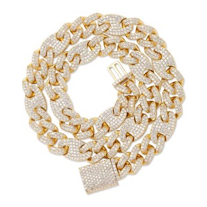 สร้อยคอทองแดง 12 มม. สไตล์ฮิปฮอป ลายจมูกหมู แบบคิวบา สำหรับยุโรปและสหรัฐอเมริกา พร้อมตัวล็อกแบบเปิด-ปิดสามต่อหนึ่ง ประดับเพชรซิร์คอน ขายส่ง - Product Image 5