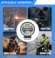 Lampu Kabut Angel Eyes LIUHJG 12-80V, Lampu Sorot Motor LED Kecerahan Tinggi untuk Suku Cadang & Aksesoris Motor