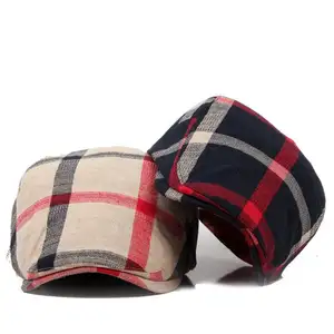 Sottile cotone lino edera ivi cappello berretto colorato a righe Plaid strillone Cabbie Gatsby berretto da Golf per uomo