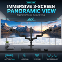 Support de bureau à bras triple articulé à ressort à gaz pour configurations de jeu panoramiques