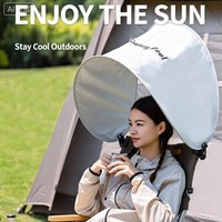 Chaise de camping pliable portable avec auvent pare-soleil et visière, protection solaire argentée pour la plage et le camping en extérieur