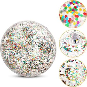 Colorful Transparent <b>Inflatable</b> PVC Beach Ball Glitter Beach Ball Confetti Ball for Summer Beach Pool and Party - Product Image 2