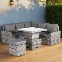 Ensemble de chaises de jardin en rotin PE de luxe pour l'extérieur, chaise longue en forme de L, table à thé pour cour, hôtel, villa, salon, salle à manger