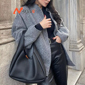 Outwear invernale Casual tinta unita cappotto ampio <span class=keywords><strong>Bomber</strong></span> manica lunga giacche da <span class=keywords><strong>donna</strong></span> oversize morbido cappotto antirughe - Product Image 1