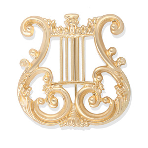 Broche <span class=keywords><strong>Harpe</strong></span> Médiévale Élégante Tridimensionnelle en Alliage Plaqué Or Mat Style Cour pour Hommes et Femmes, Accessoire de Corsage Artistique - Product Image 5