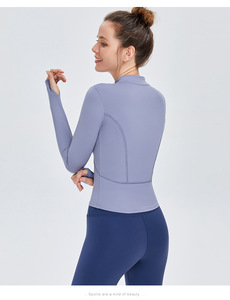 Ensemble de survêtement de yoga pour femme, haute élasticité, fermeture éclair sur le devant, manches longues, trou pour le pouce, ajustement serré, respirant, séchage rapide, spandex, polyester - Product Image 4