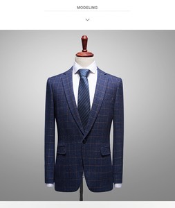Business Formal <strong>Suit</strong> for Men Classic <strong>Check</strong> <strong>Pattern</strong> Western-style Clothes Groom Wear Jacket - Product Image 3