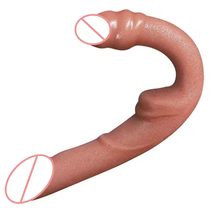Dildo réaliste en silicone souple à double tête pour couples lesbiens, jouet sexuel pour femmes. - Product Image 2