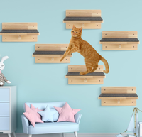 Grand escalier mural moderne en bois écologique pour chat, avec marches en feutre antidérapant, hauteur personnalisable, design multi-niveaux, intérieur/extérieur