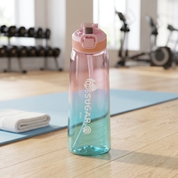 Bouteille d'eau en plastique sans BPA, qualité alimentaire, anti-fuite, à boire directement, avec couvercle à ressort, idéale pour le camping, l'école et la salle de sport