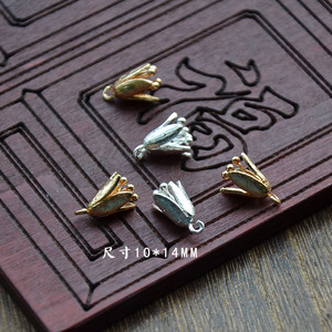 จี้รูปดอกไม้ทองแดงขนาด 10x14 มม. ชุบทองและเงิน สำหรับทำสร้อยคอและต่างหู DIY - Product Image 1